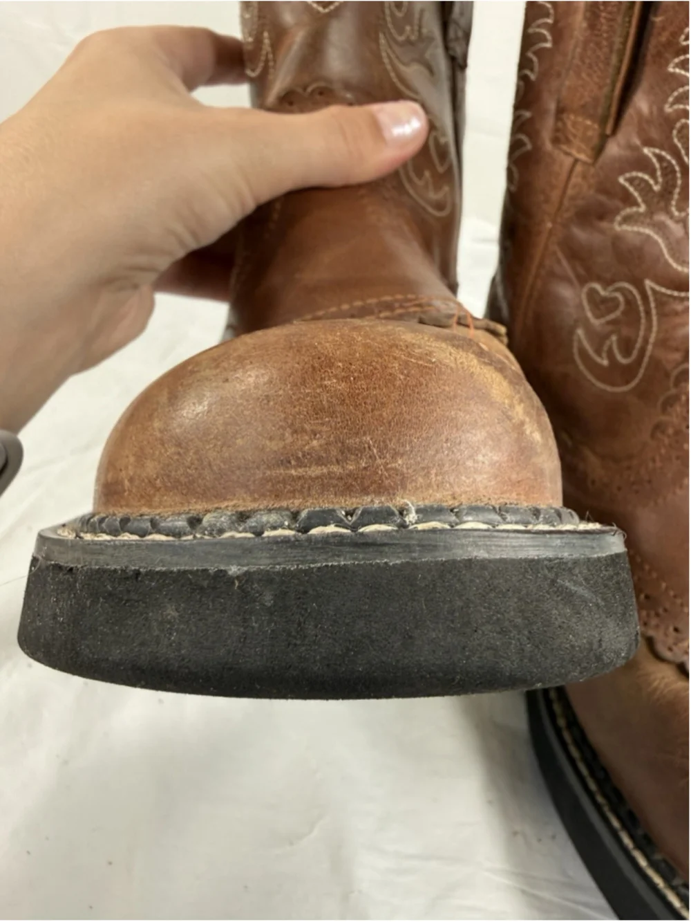 Ariat Fatbaby Saddle Boots Womens 10 Tan Leather Heart Western Cowgirl Rustic